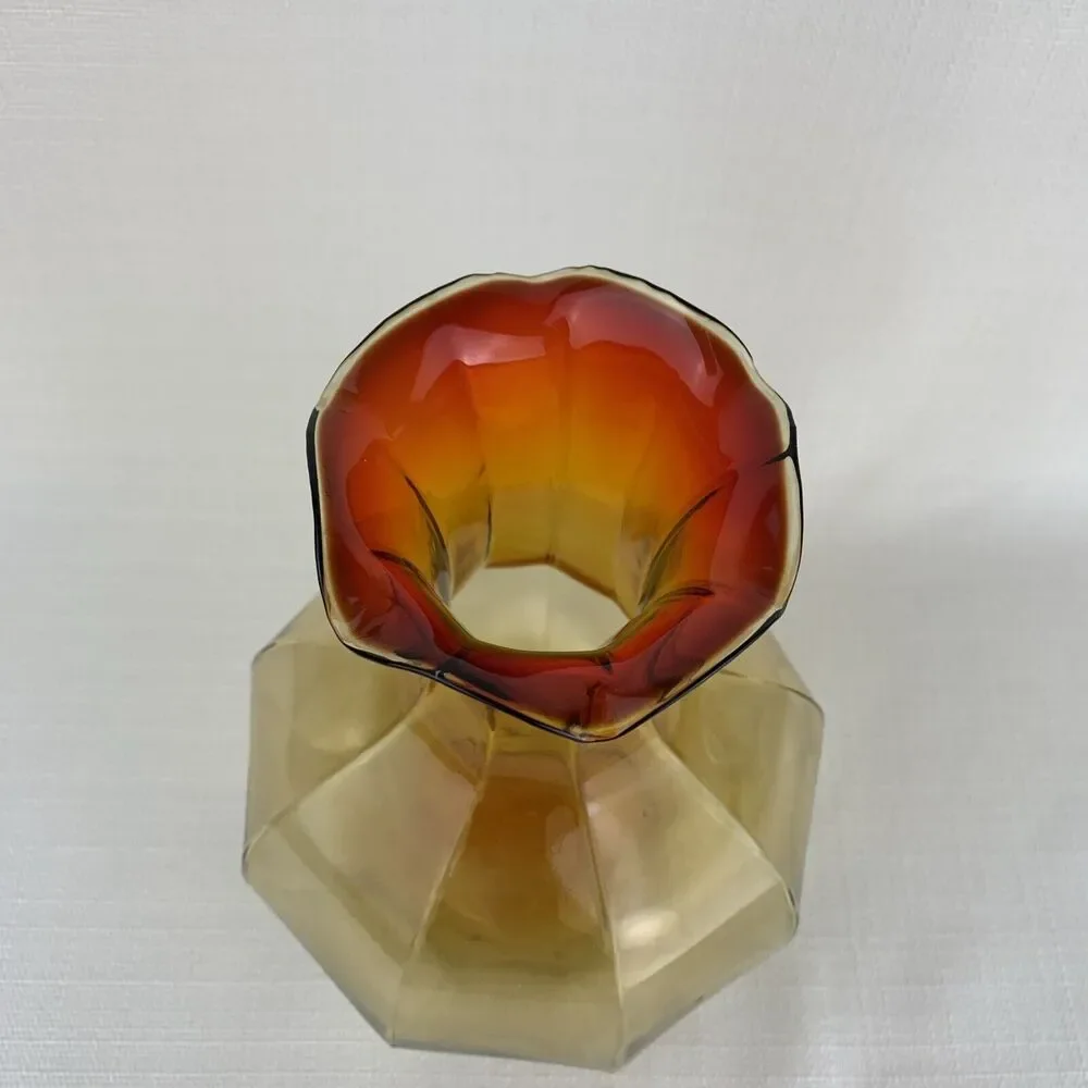 Vintage Tiara Amberina Vase 8